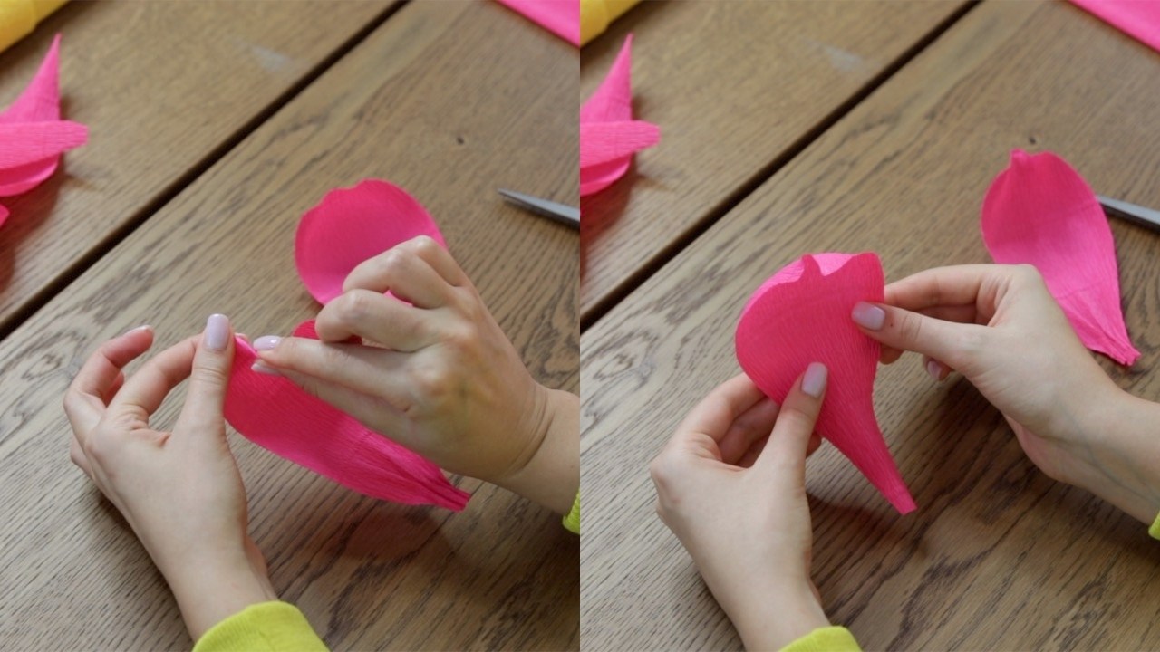 Crepe paper petals for giant peony