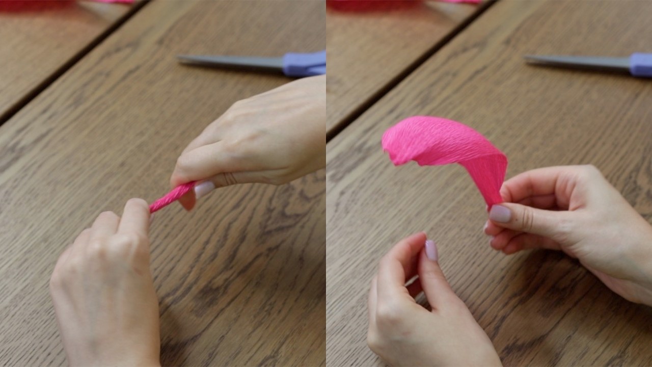 Crepe paper stretching