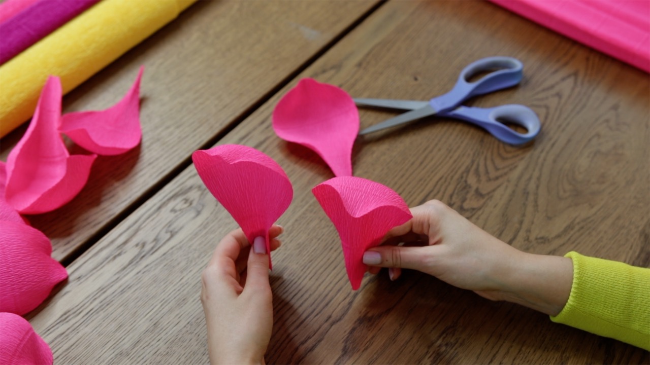Crepe paper petals for giant peony